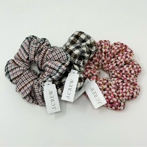 JCrew Lot of 3 Hair Scrunchies Ponytail Holders Plaid Set